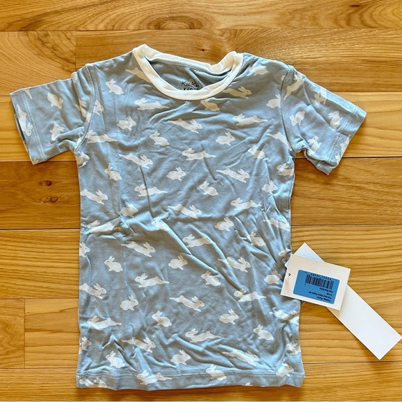 KicKee Pants Soft Bamboo Pearl Blue bunny 2pc Pajamas Easter Child 6 NWT - Picture 3 of 8